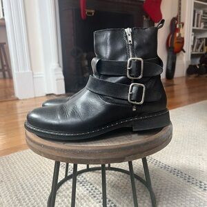Avellini leather black moto boots